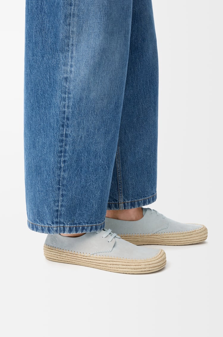 LOEWE Scarpe stringate Rio in pelle scamosciata e rafia Grigio Chiaro