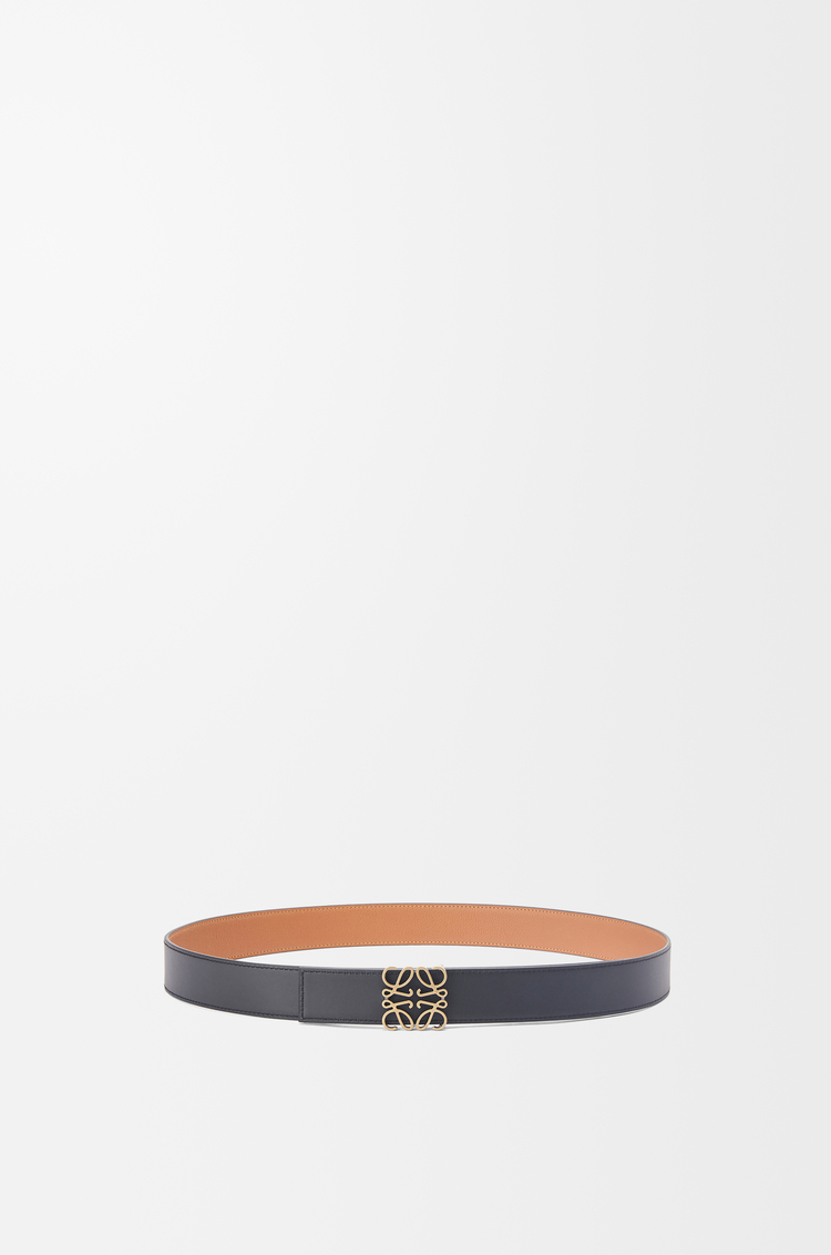 LOEWE Cinturón reversible Anagram en piel de ternera graneada y piel lisa Bronceado/Negro/Oro Viejo