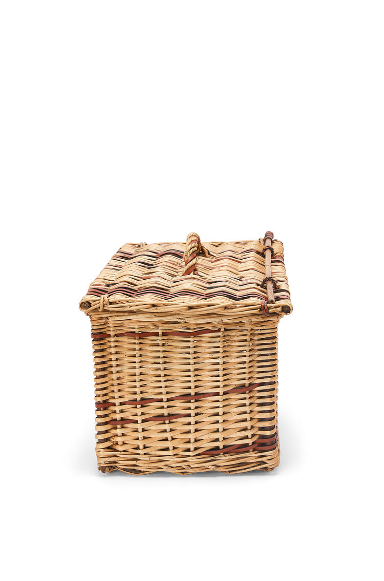 LOEWE Chest basket in wicker and leather Natural/Tan