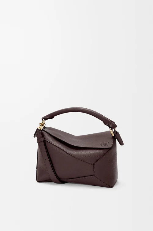 LOEWE Small Puzzle Edge bag in soft grained calfskin Dark Chestnut