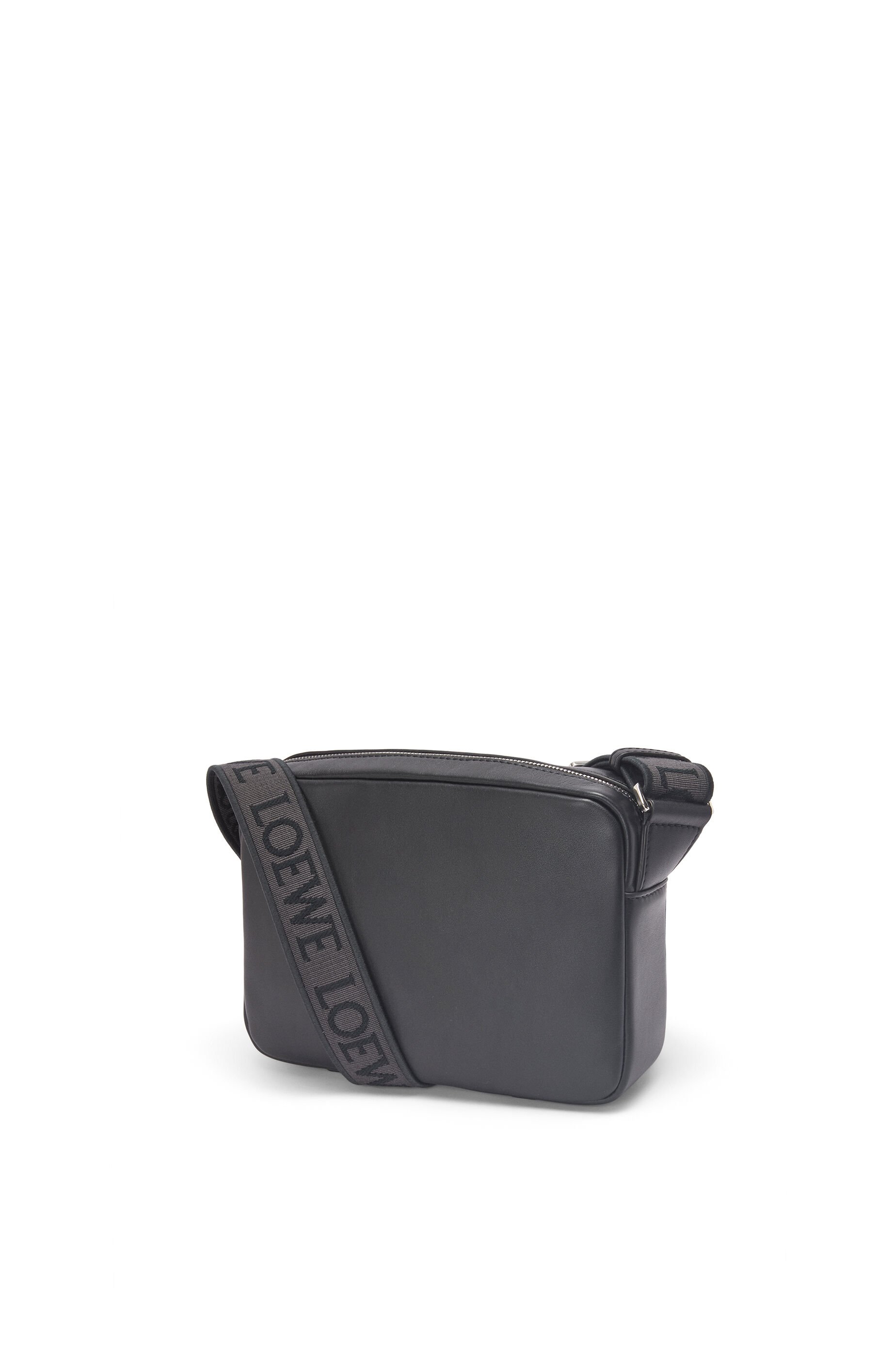 XS Military messenger bag in supple smooth calfskin and jacquard Black LOEWE
