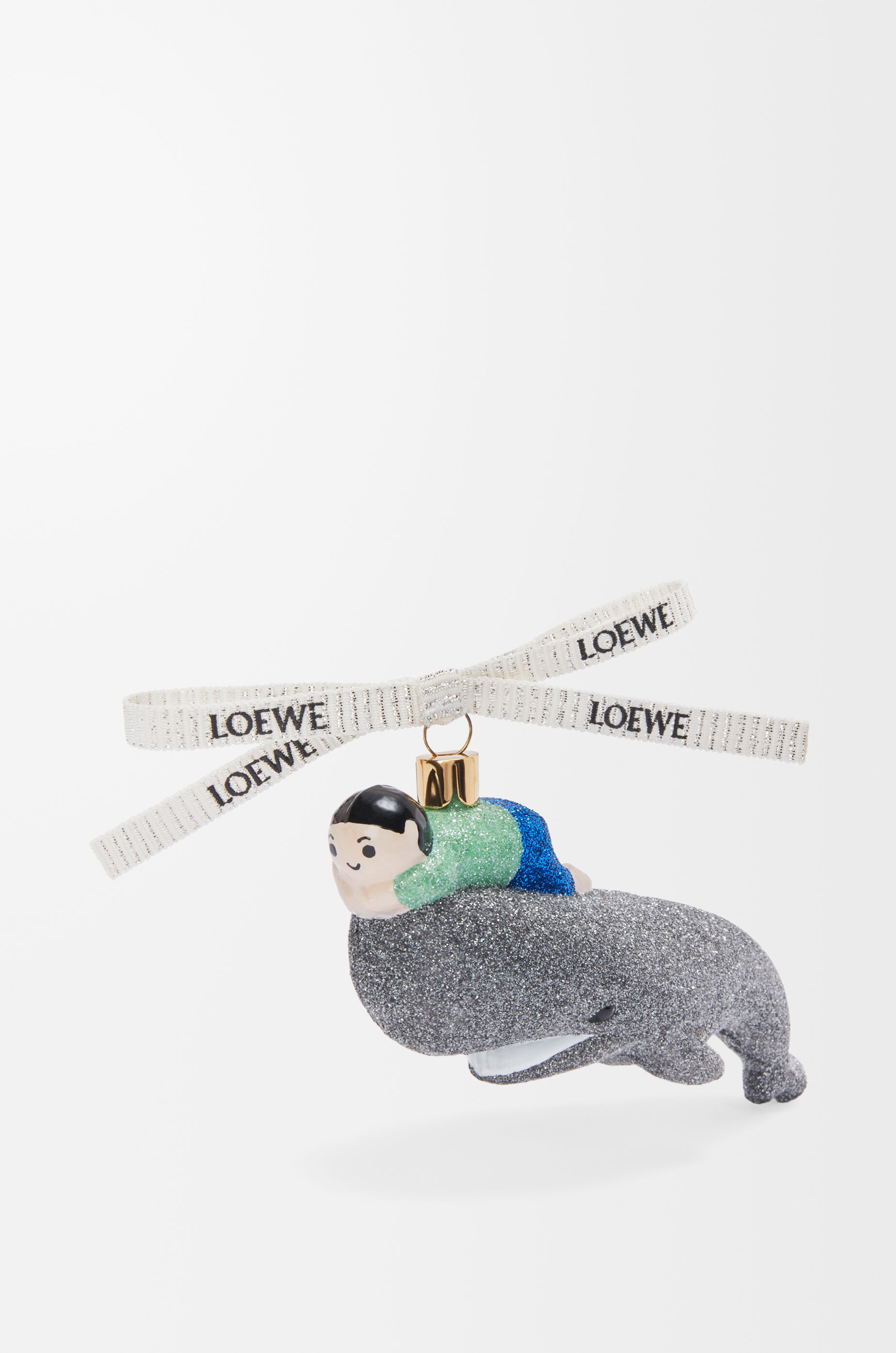 Whale with Kid bauble in blown glass Grey - LOEWE