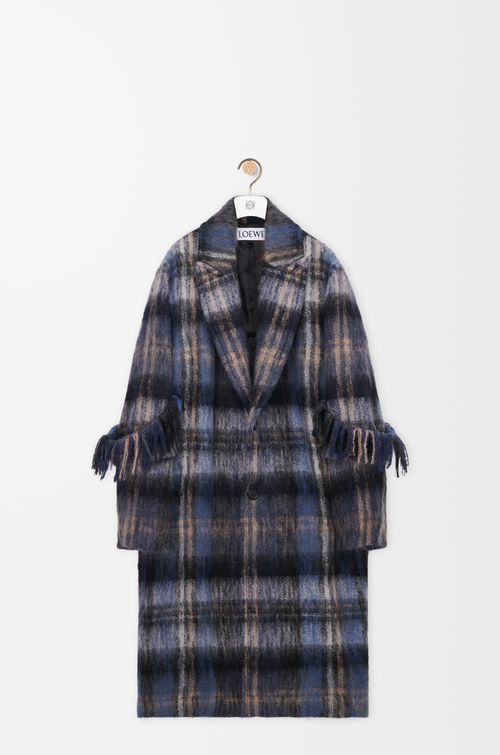 LOEWE Coat in mohair and wool blend Blue/Multicolor