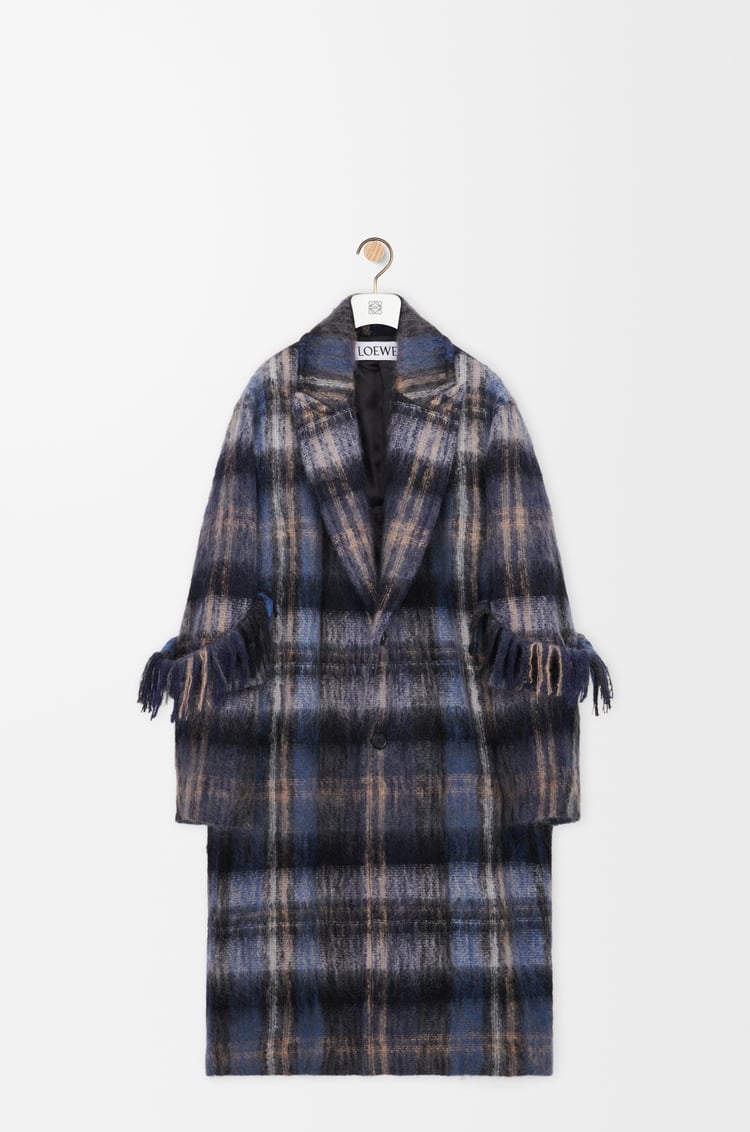 LOEWE Coat in mohair and wool blend Blue/Multicolor