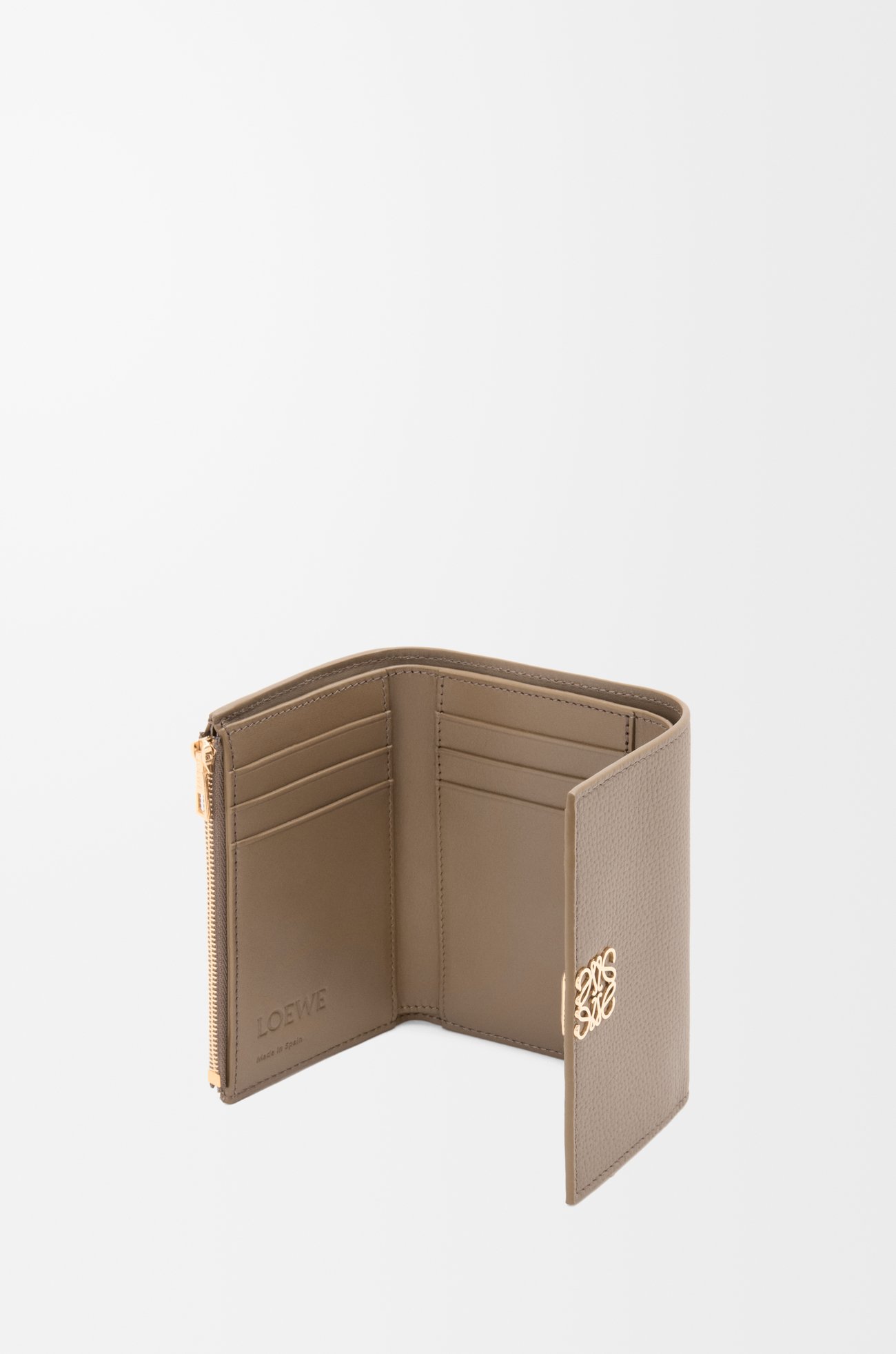LOEWE Anagram small vertical wallet in pebble grained calfskin Taupe