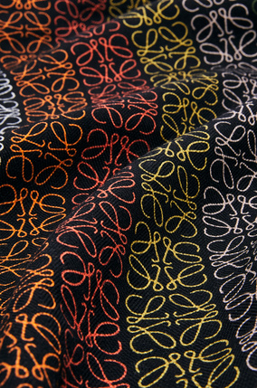 LOEWE Anagram lines scarf in wool, silk and cashmere Black/Khaki Green