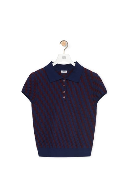 LOEWE Polo sweater in cotton Burgundy/Navy plp_rd