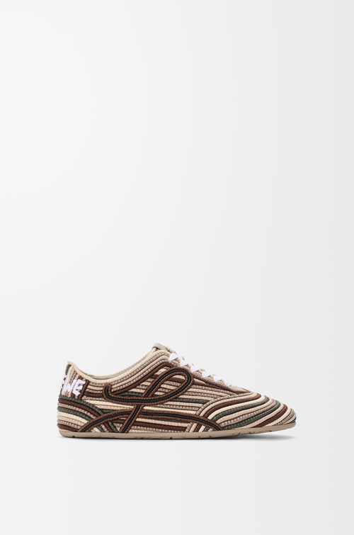 LOEWE 刺绣帆布 Yago 男士运动鞋 棕色多色调