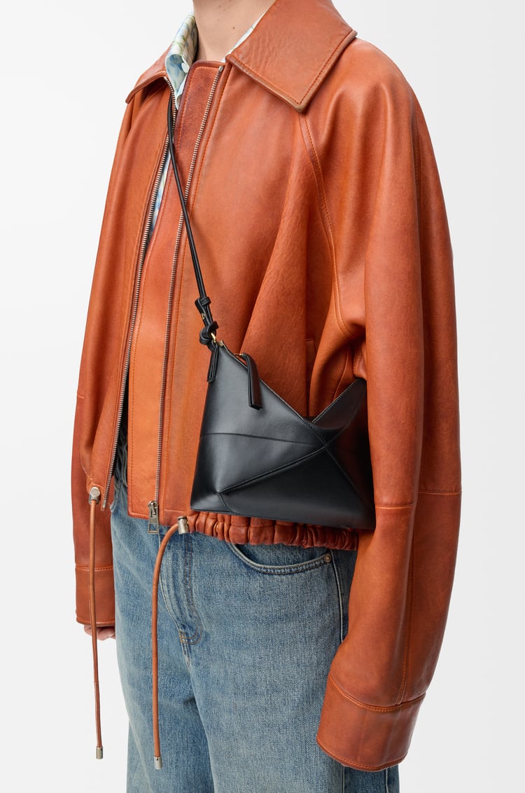 Puzzle Fold pouch in shiny nappa calfskin Black LOEWE Puzzle Fold pouch in shiny nappa calfskin Black LOEWE