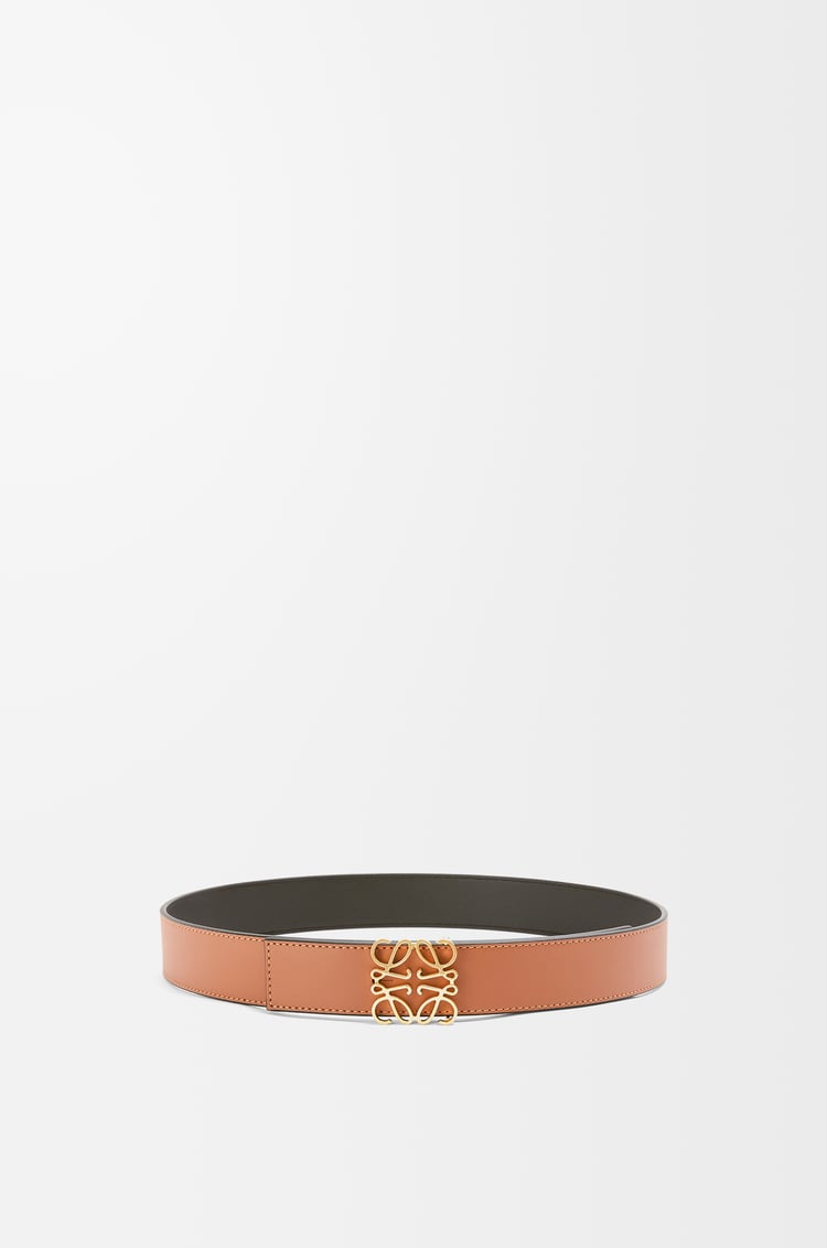 LOEWE Cinturón reversible en piel de ternera lisa con Anagrama Bronceado/Negro/Dorado