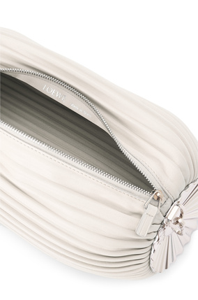 LOEWE Bracelet pouch in pleated nappa with solar metal panel Soft White plp_rd