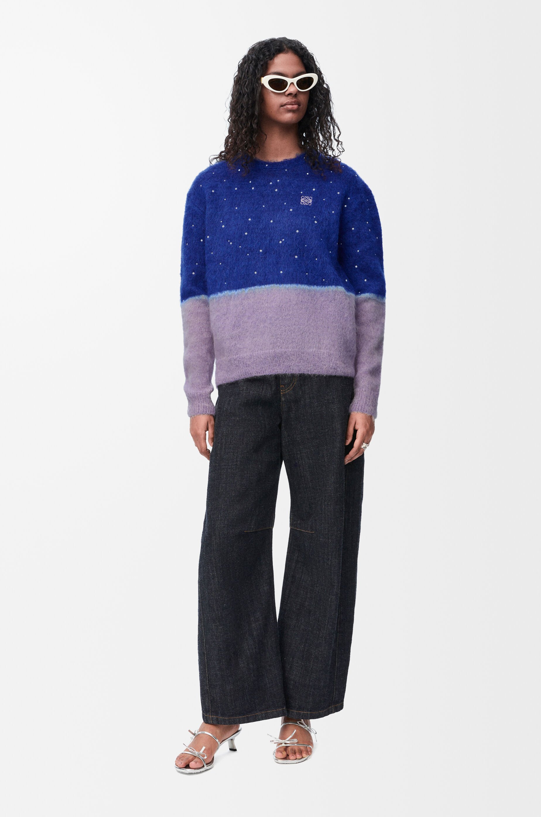 Liddel Chunky Lambswool Sweater Marl Blue Green