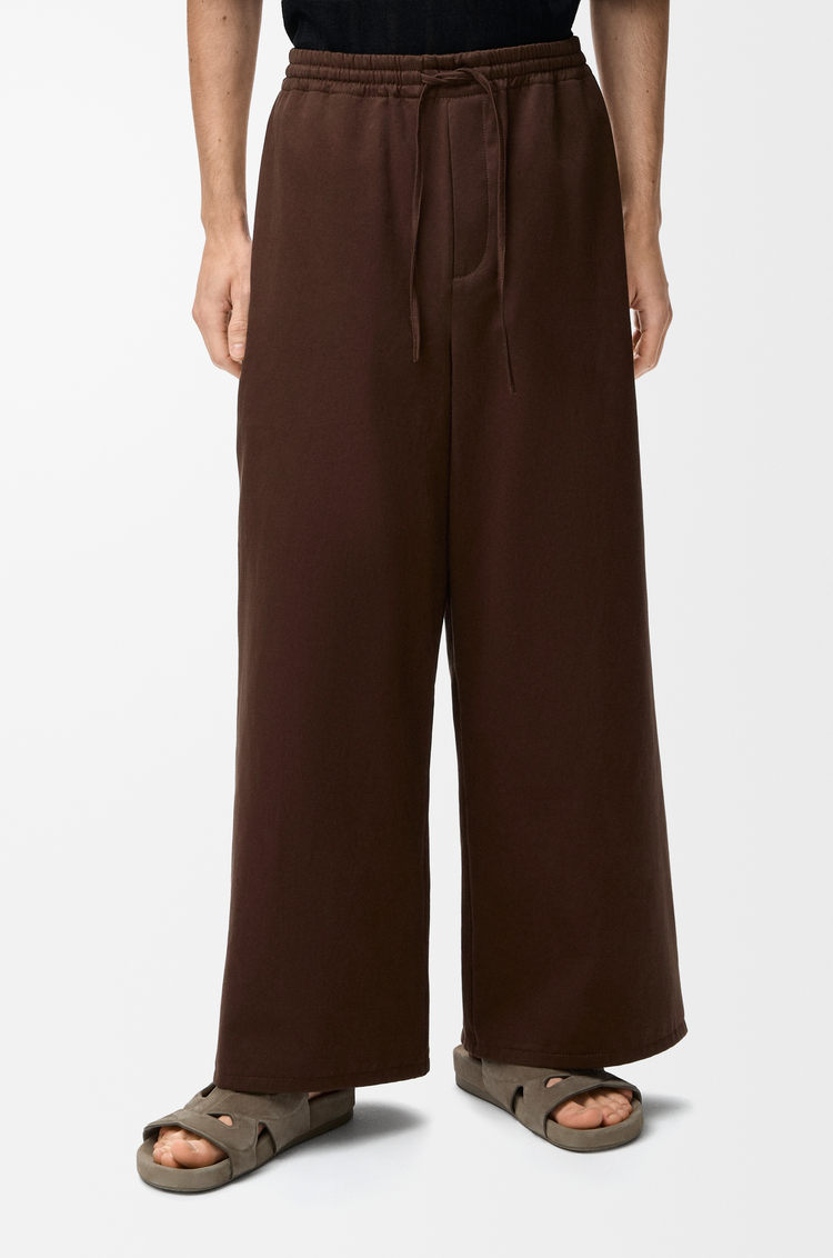 LOEWE 棉質抽繩長褲 巧克力棕