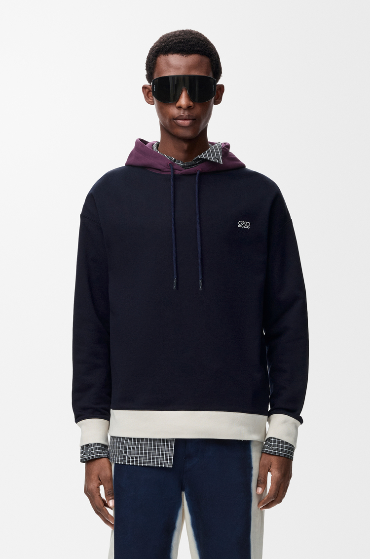 LOEWE Hoodie in cotton Dark Blue/White