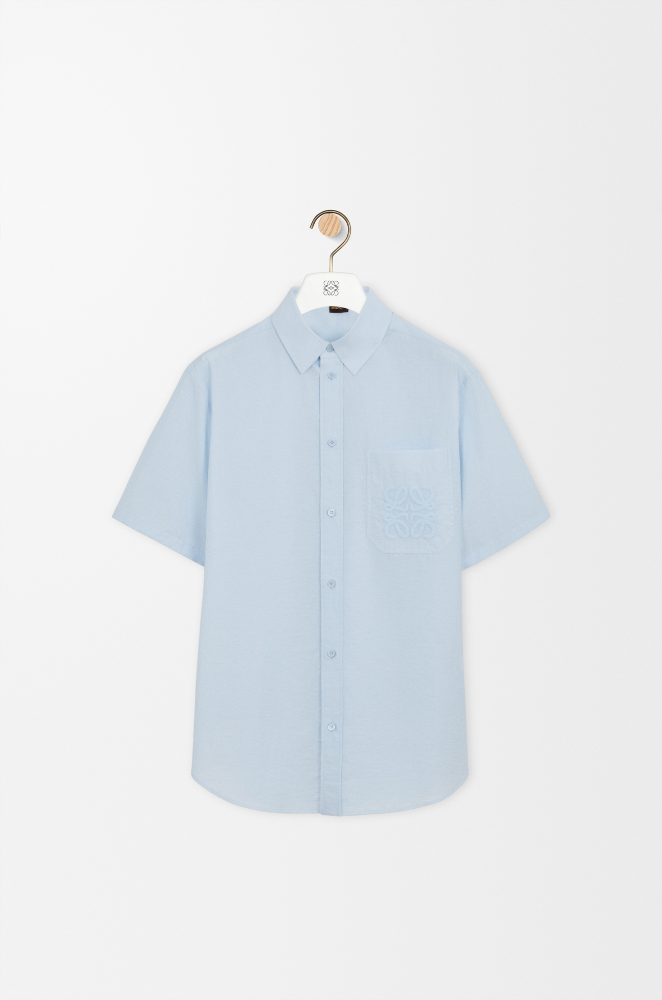 LOEWE Camisa de manga corta en mezcla de algodón Azul Claro