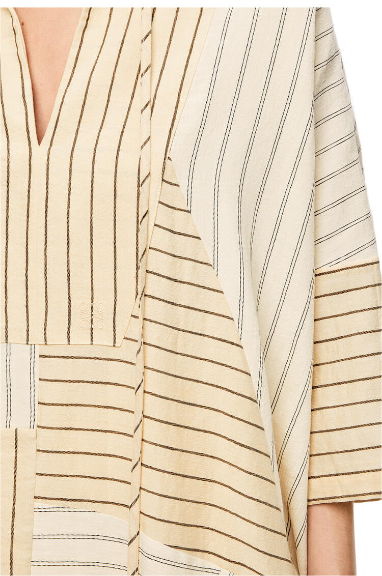 LOEWE Stripe tunic dress in linen and cotton Ecru/Black pdp_rd