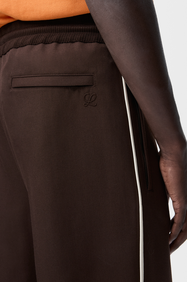 LOEWE 羊毛抽绳长裤 棕色