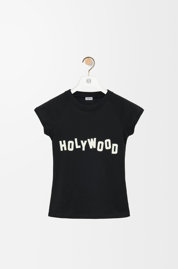 LOEWE Camiseta de corte pequeño en algodón y viscosa Negro