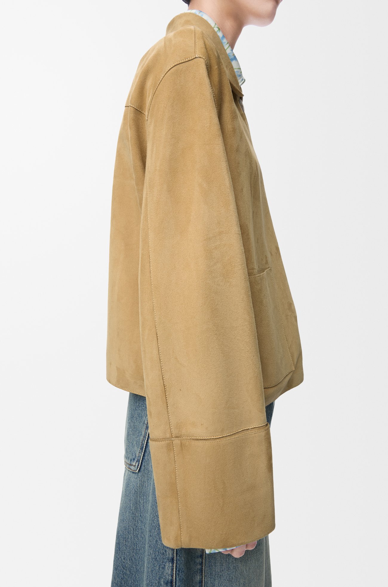 LOEWE Chaqueta con dobladillo en ante de piel de cordero Dorado