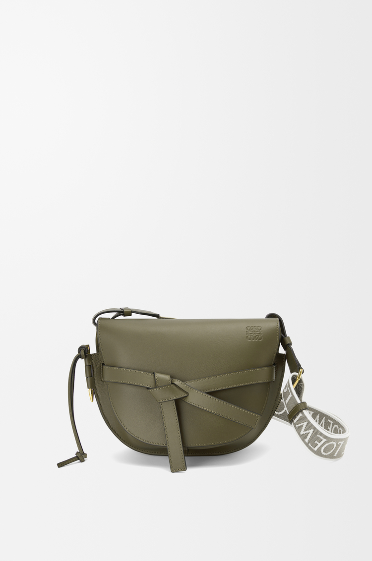 Small Gate Dual bag in soft calfskin and jacquard Autumn Green - LOEWE