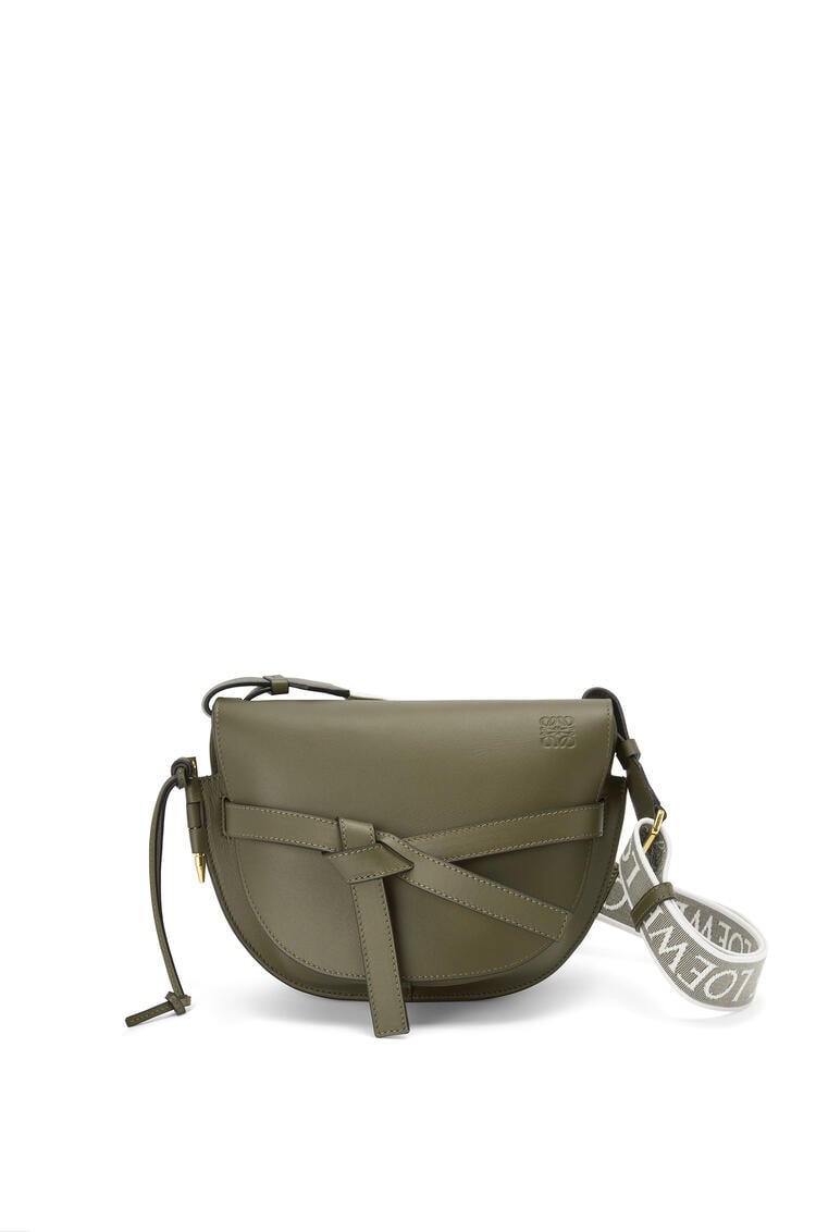 LOEWE Small Gate bag in soft calfskin and jacquard Autumn Green