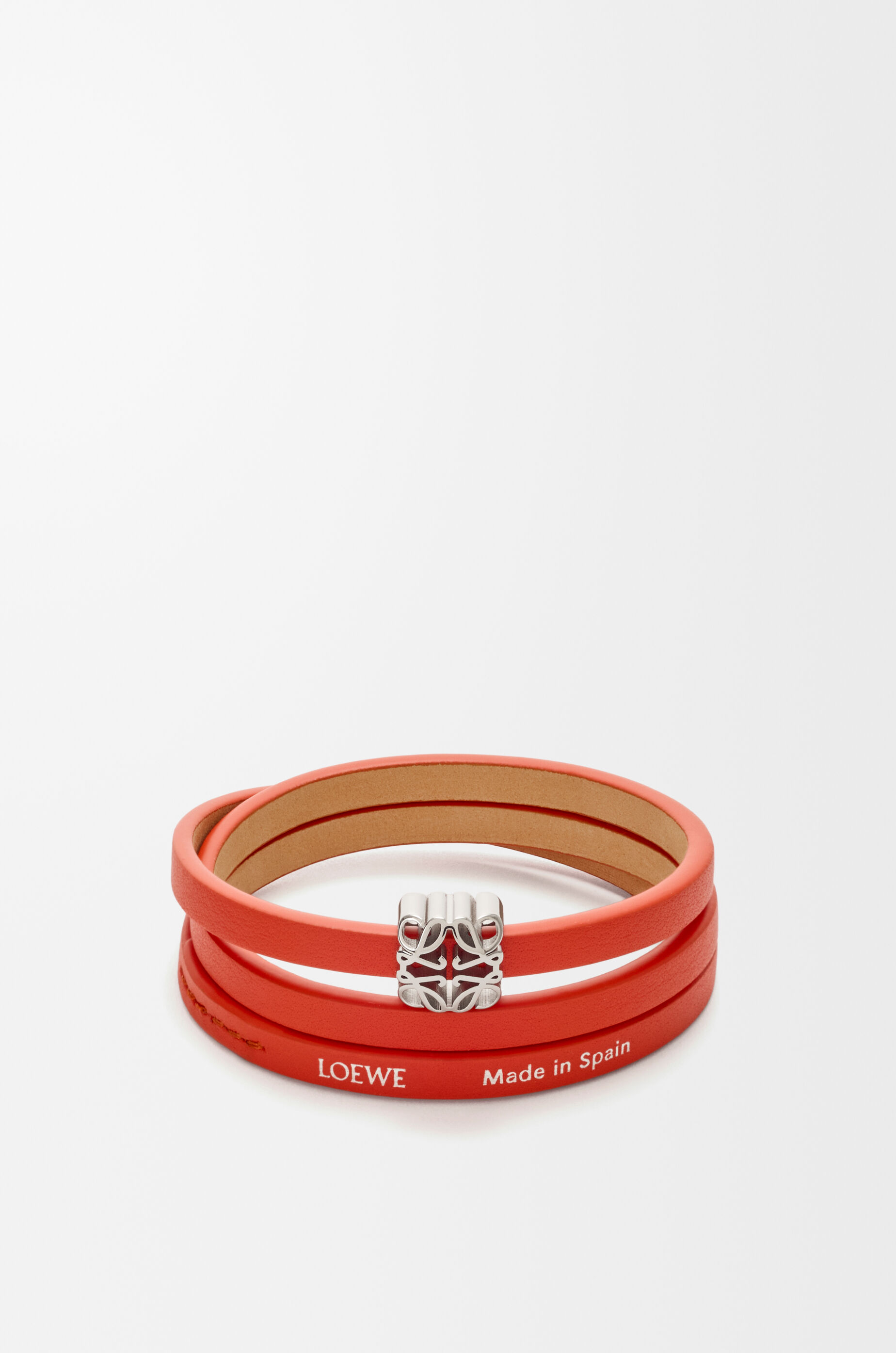 Anagram Bombé twist bracelet in calfskin Orange - LOEWE