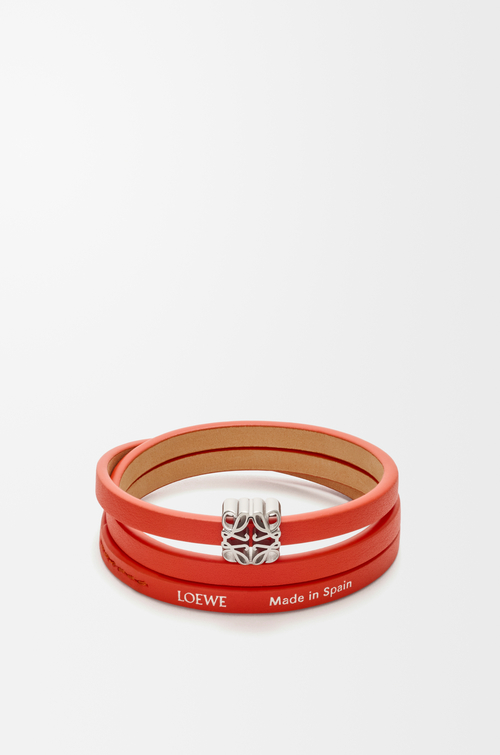 LOEWE Anagram Bombé twist bracelet in calfskin Sunrise Orange