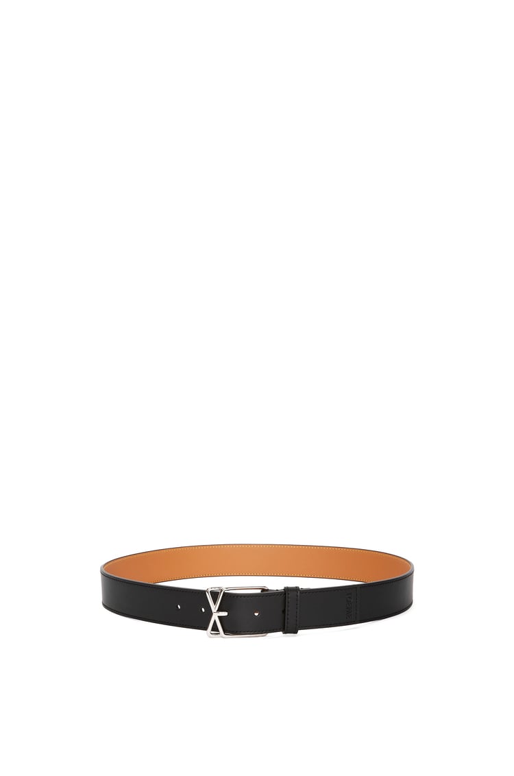 LOEWE Layered Cross Buckle belt in smooth calfskin Black/Palladium