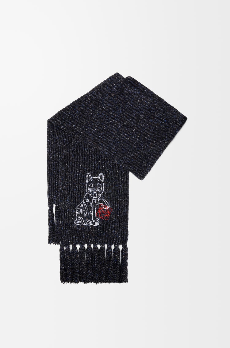 LOEWE Scarf in wool, silk and alpaca blend Black Melange
