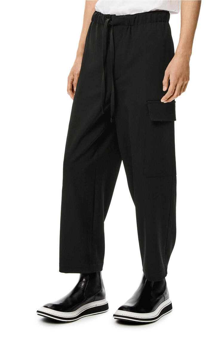 LOEWE Cropped drawstring trousers in wool Black pdp_rd