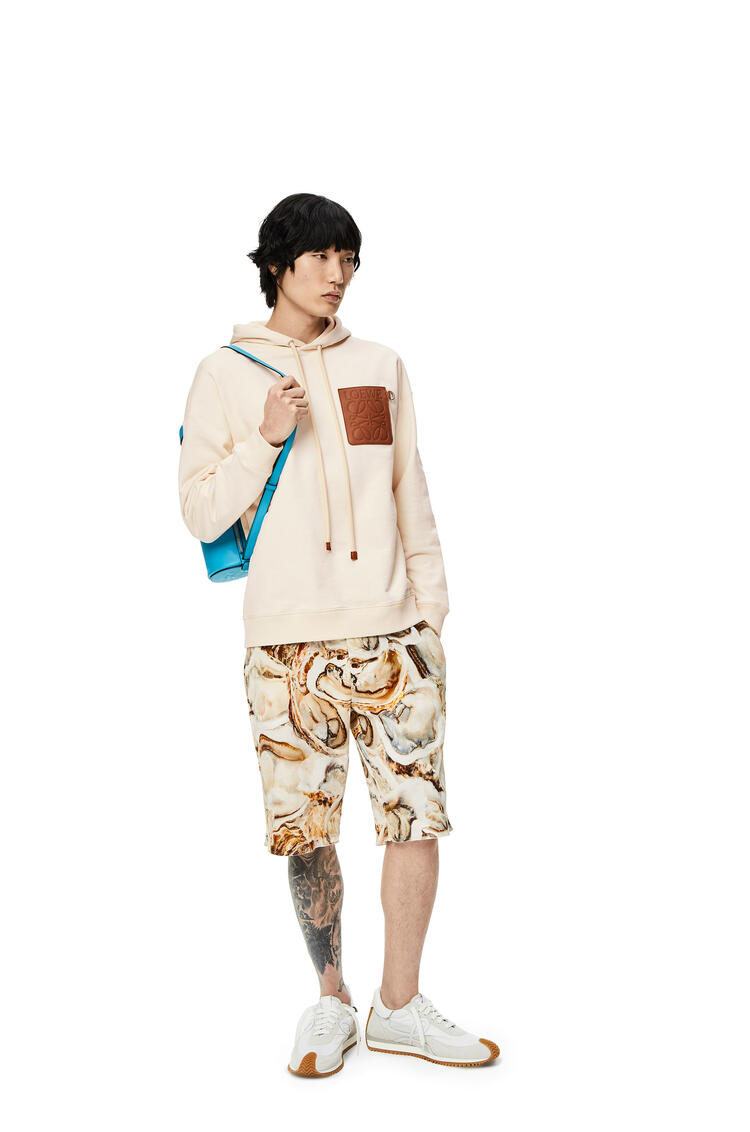 LOEWE Anagram leather patch hoodie in cotton White Ash pdp_rd
