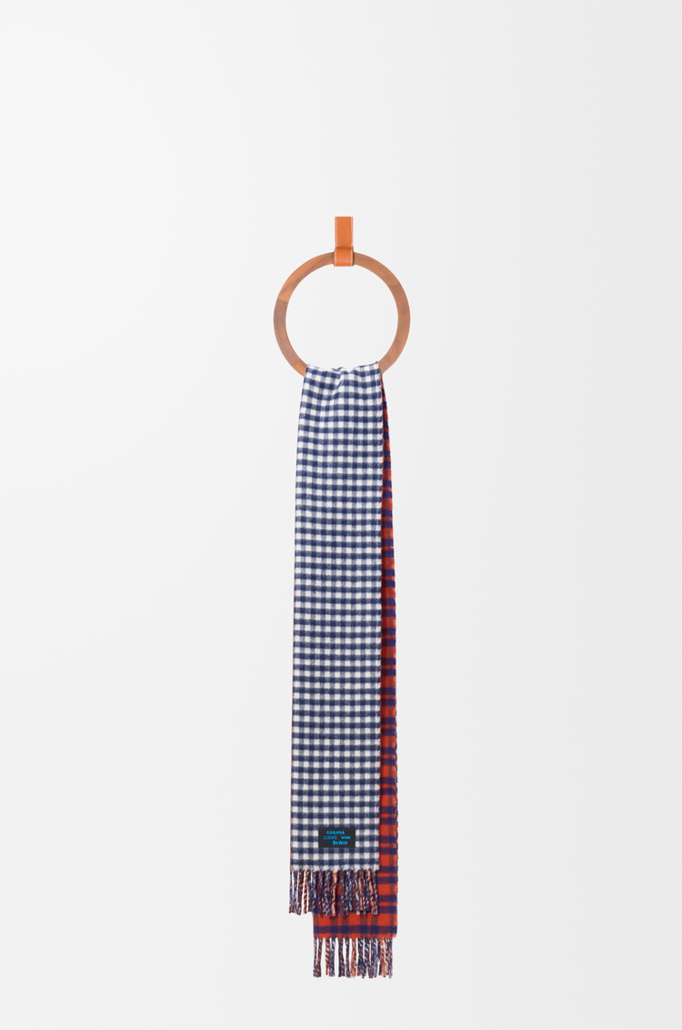 LOEWE Bufanda en mezcla de lana y cashmere Rojo/Azul