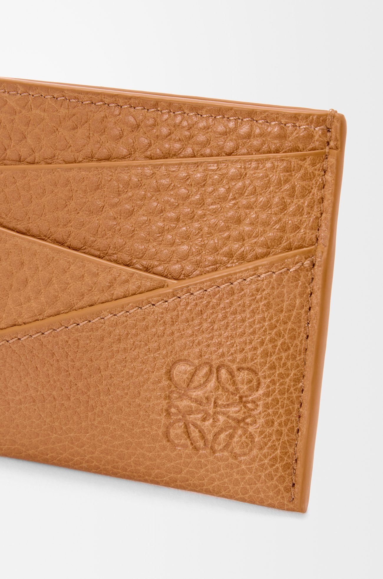 LOEWE Puzzle plain cardholder in supple grained calfskin Light Canyon Brown