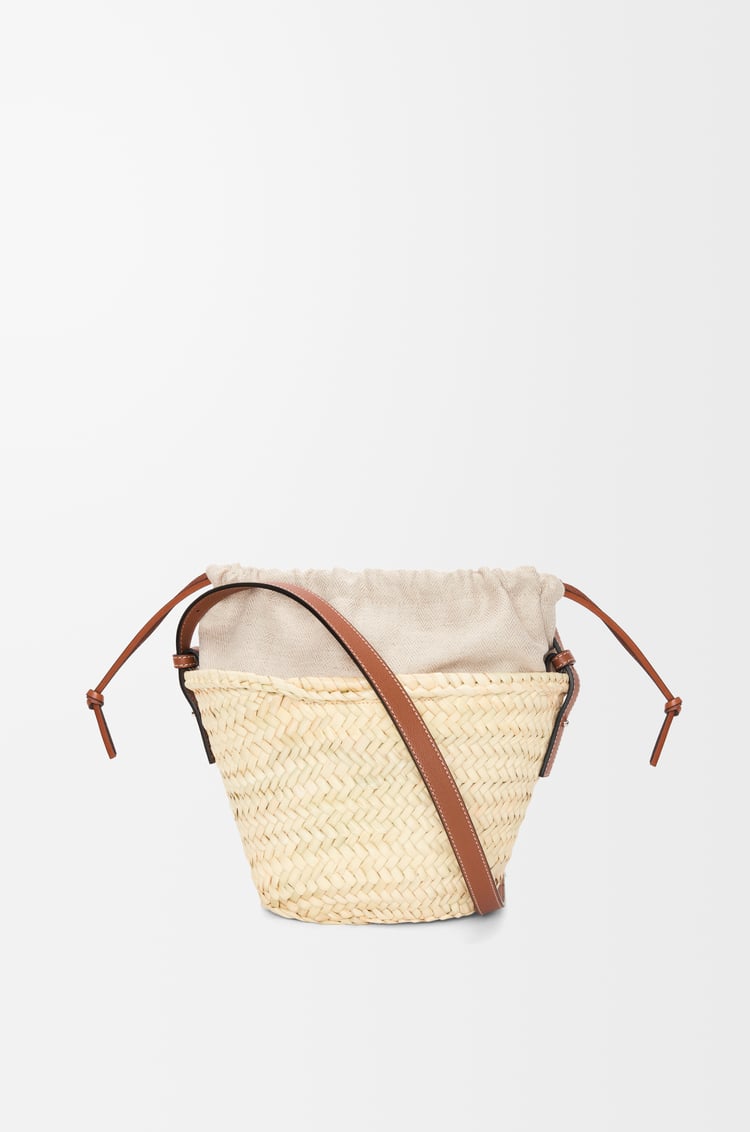 LOEWE ドローストリング バケットバッグ（ヤシの葉&カーフ） ナチュラル/タン