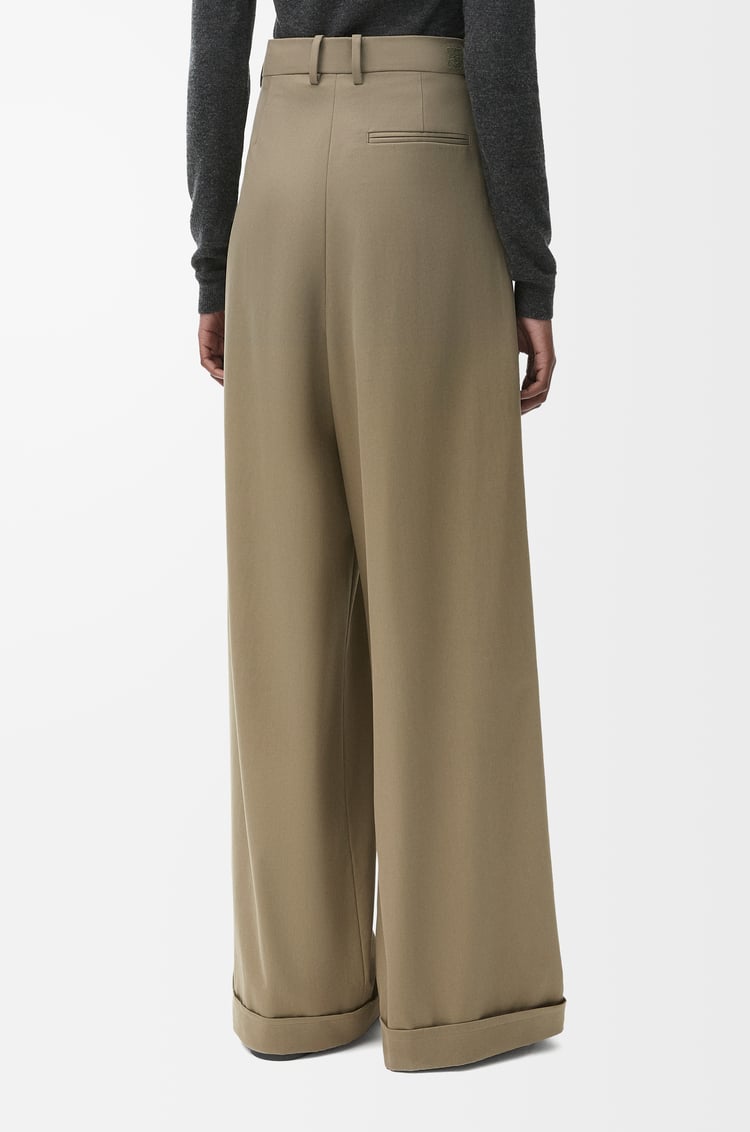 LOEWE Pleated trousers in cotton and silk Khaki Brown