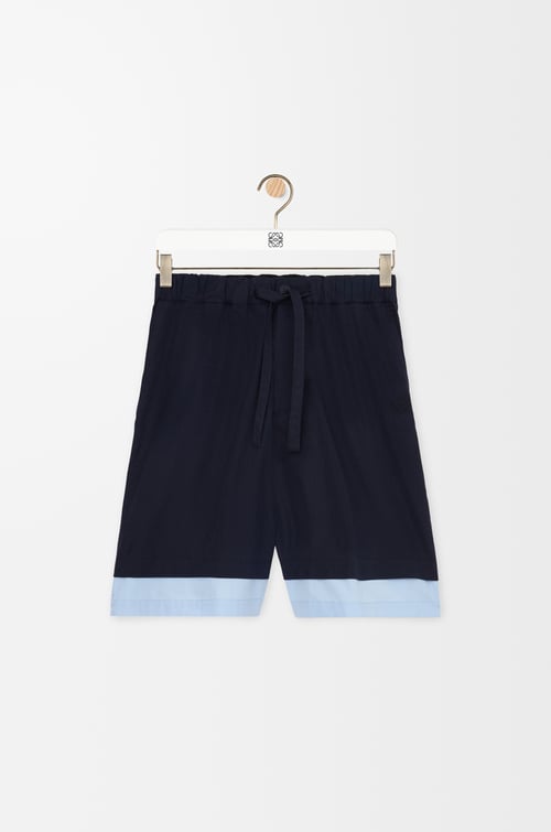 LOEWE Shorts in cotton Dark Navy/Light Blue