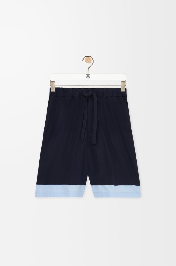 LOEWE Shorts in cotton Dark Navy/Light Blue
