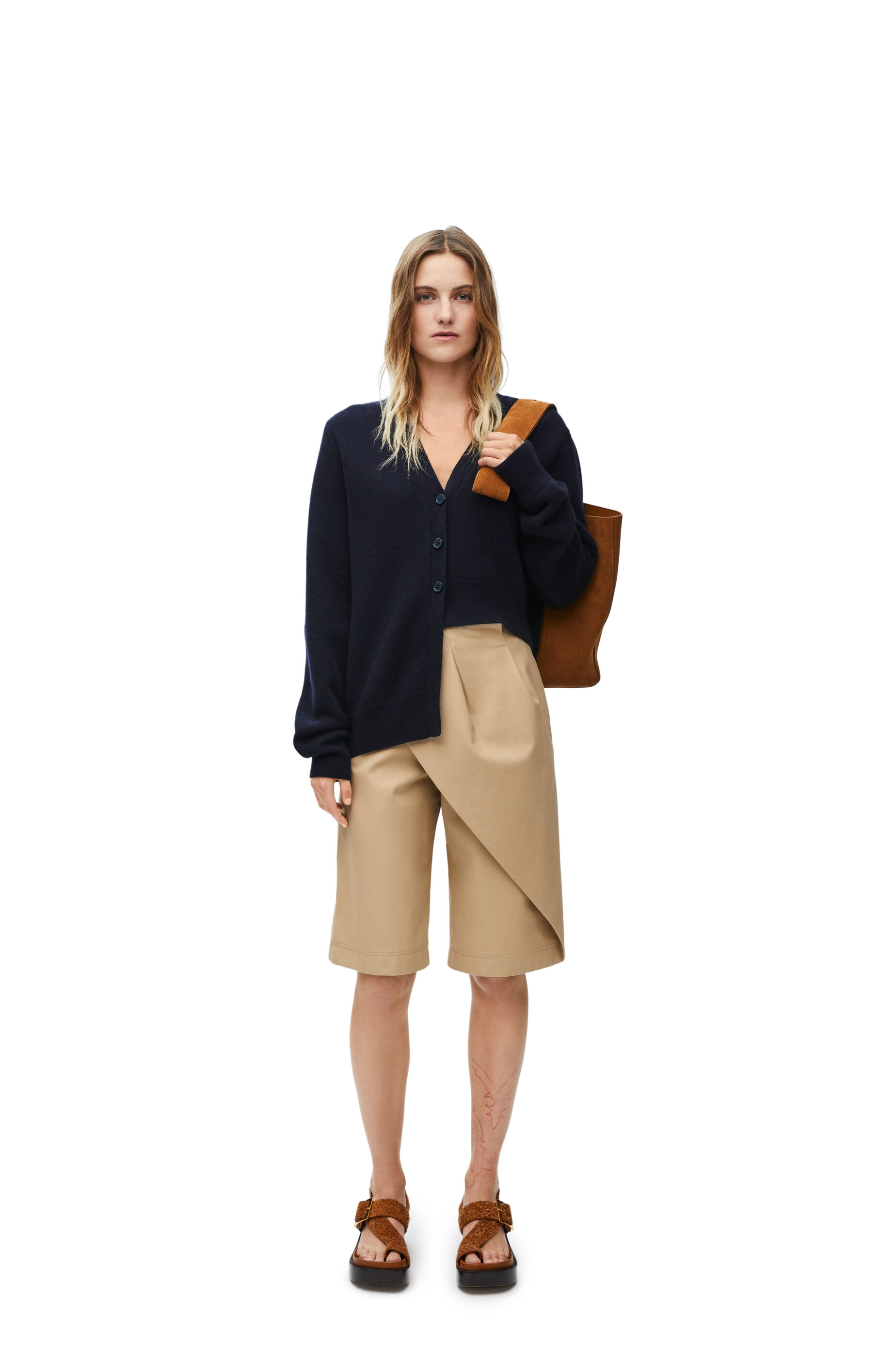 アシンメトリー カーディガン（カシミヤ） ダークネイビー - LOEWE