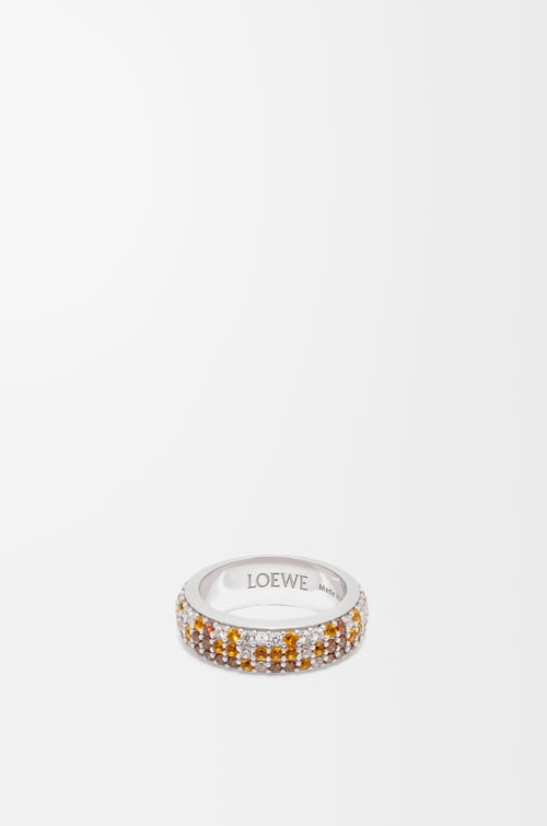 LOEWE Anillo fino Pavé en plata de ley y cristales Plata/Marron