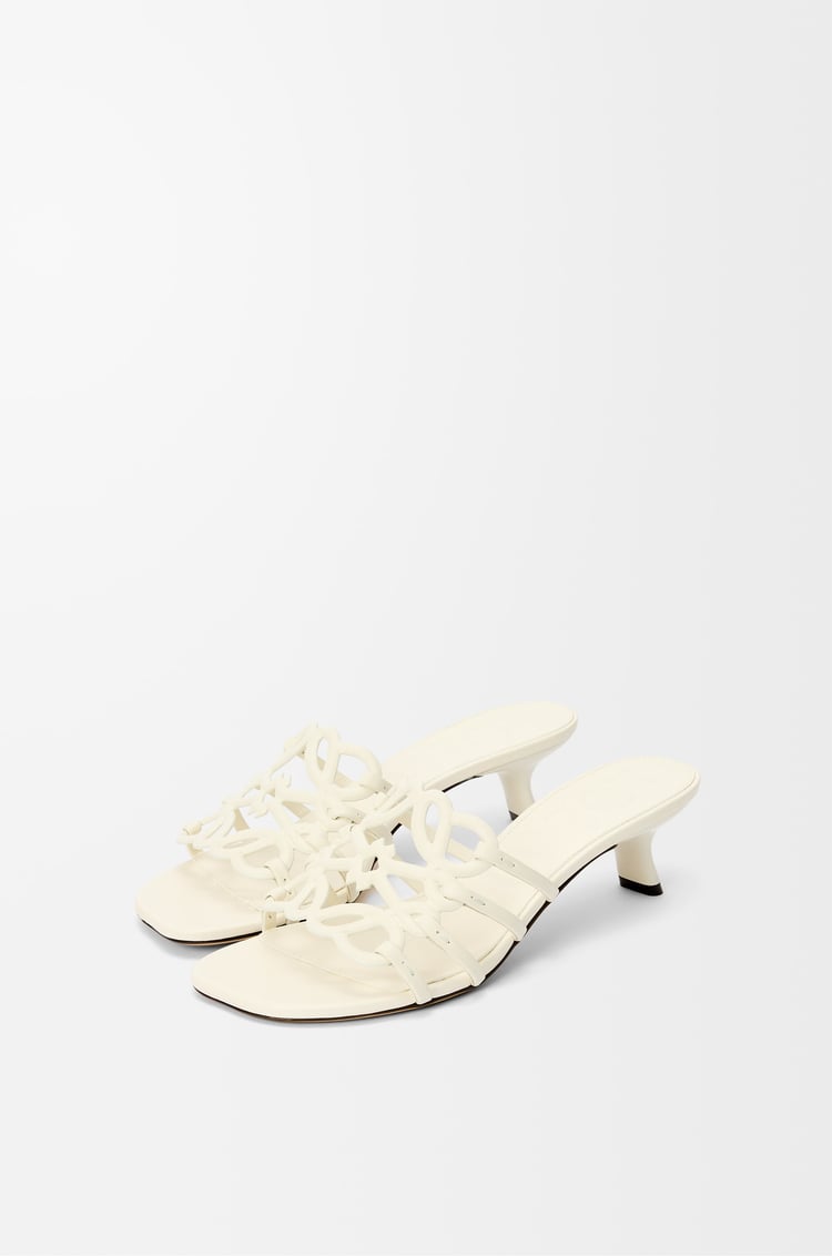 LOEWE Petal Anagram slide in soft calfskin Anthurium White