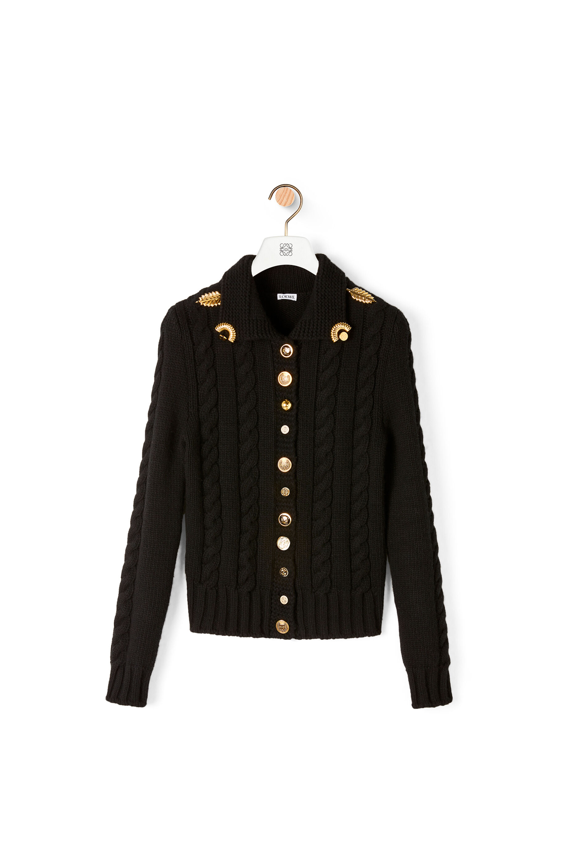 Gold button cardigan in wool Black LOEWE
