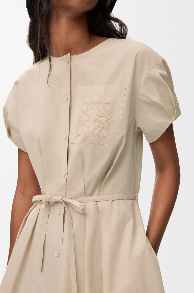 LOEWE 棉质衬衫式连衣裙 浅米色