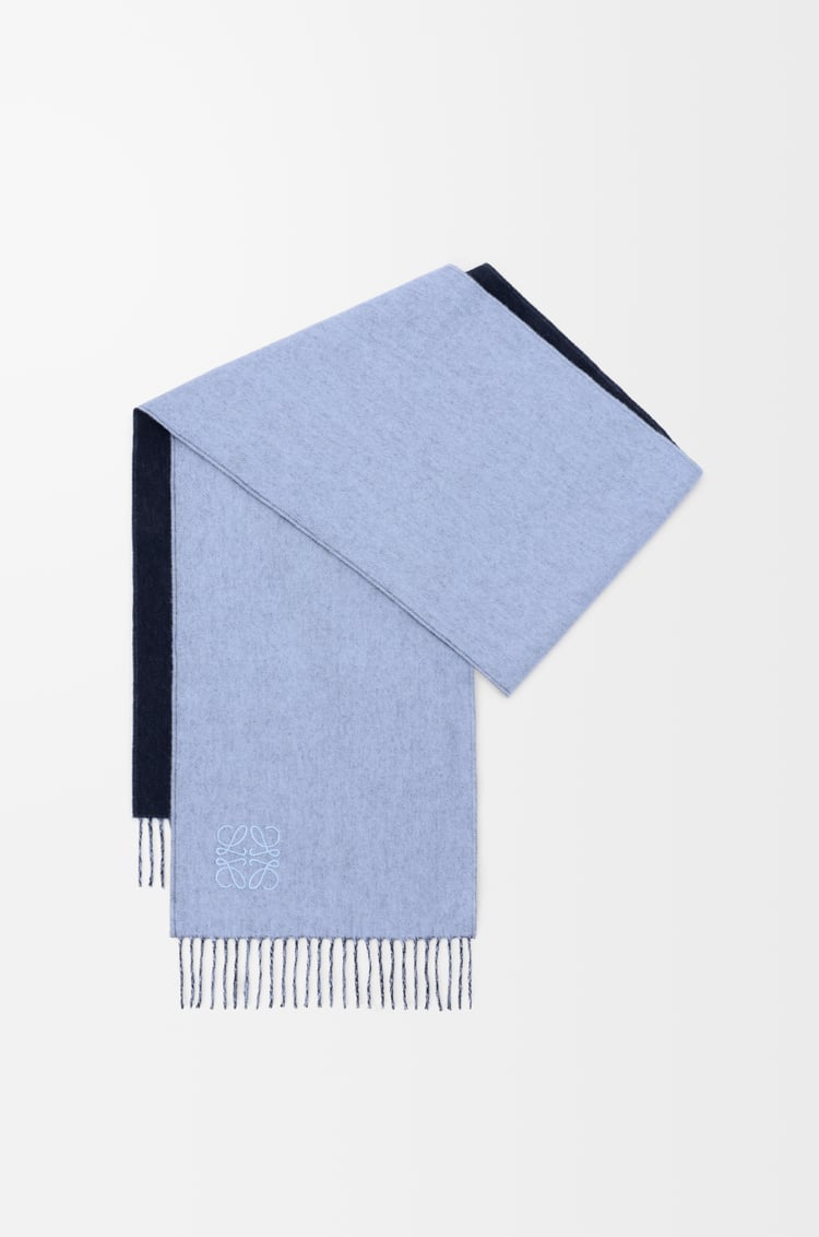 LOEWE Bufanda bicolor en lana y cashmere Azul Claro/Azul Marino