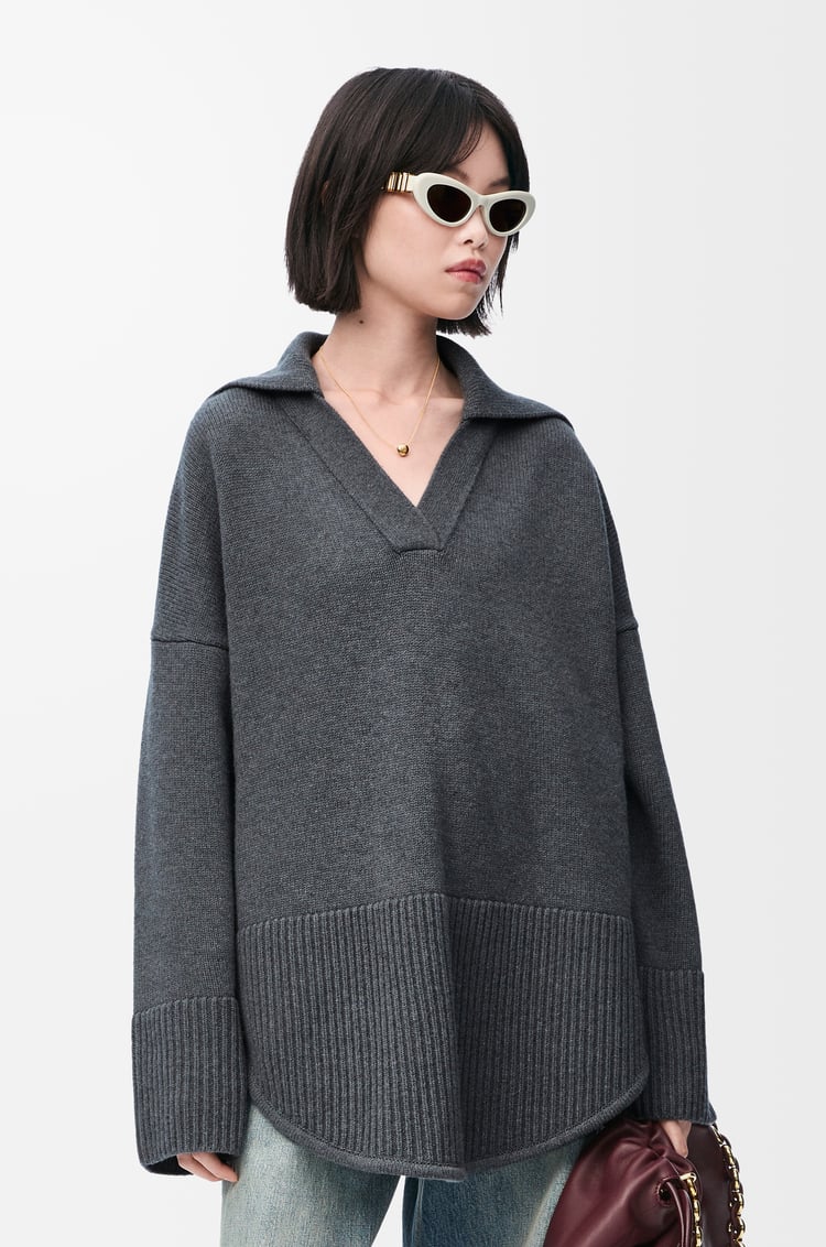 LOEWE Polo sweater in wool Grey Melange