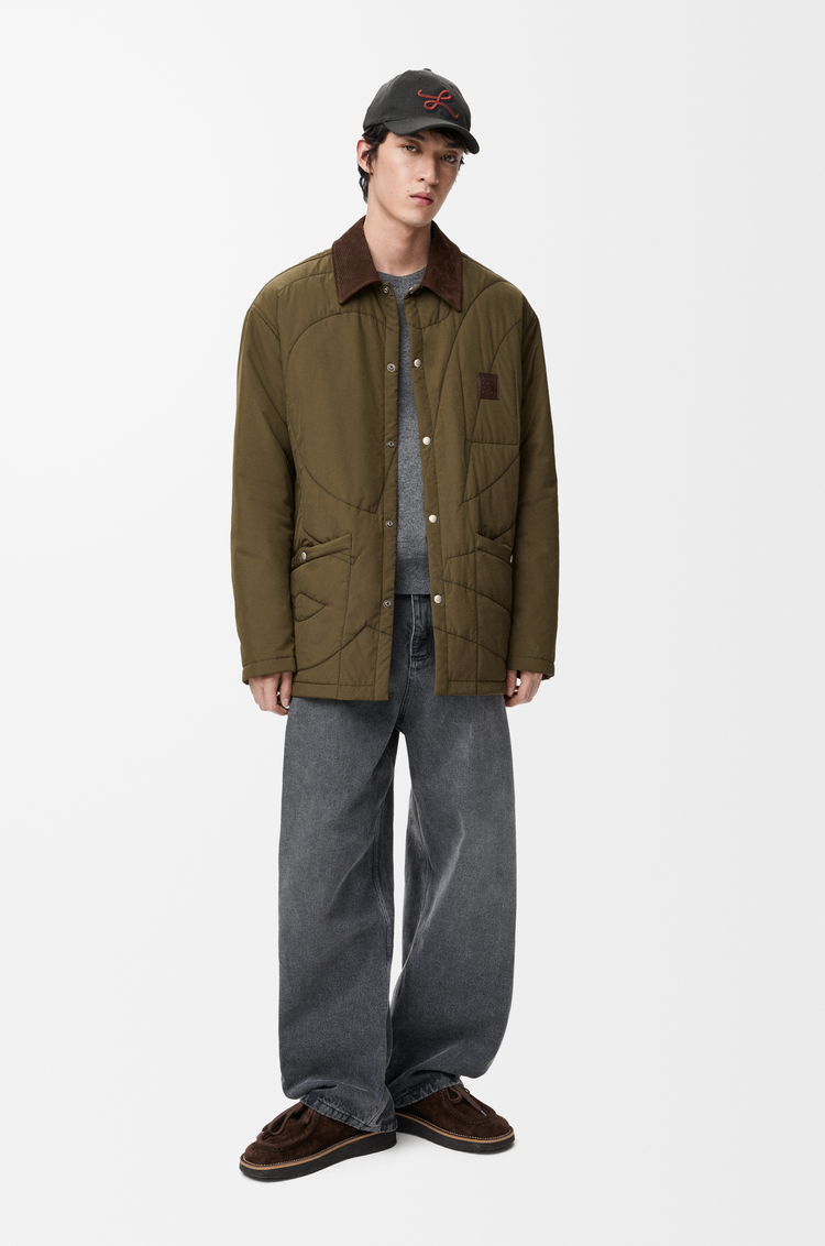 LOEWE Padded overshirt in technical shell Khaki Green