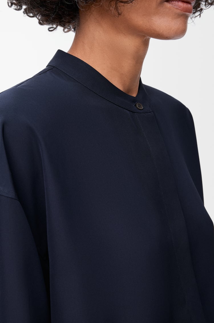 LOEWE スカーフ シャツ（シルク） ネイビーブルー
