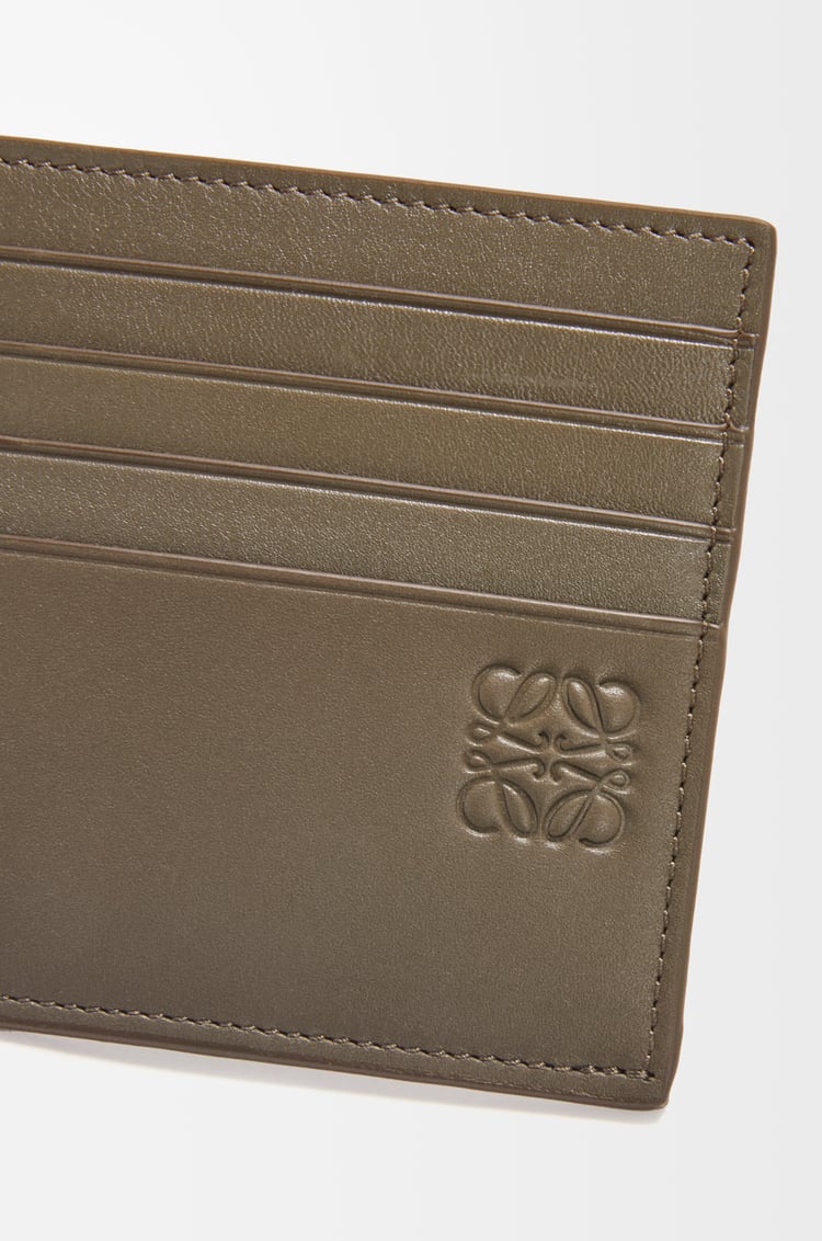 LOEWE Open plain cardholder in shiny calfskin Dark Khaki Green/Khaki Green