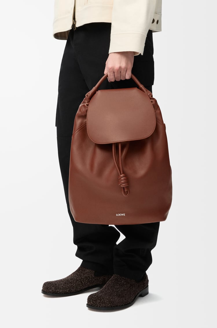 LOEWE Flamenco backpack in shiny supple calfskin Brownie