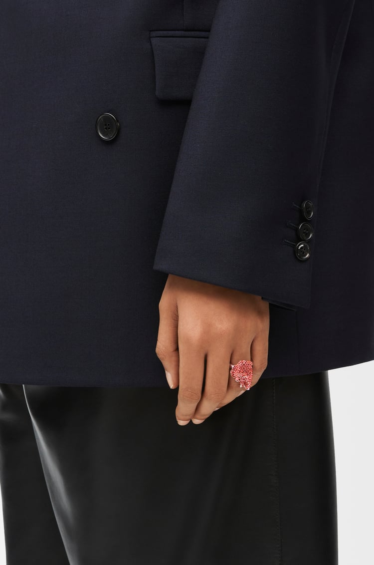 LOEWE Glitter Fragment ring in sterling silver and crystals Silver/Dark Coral