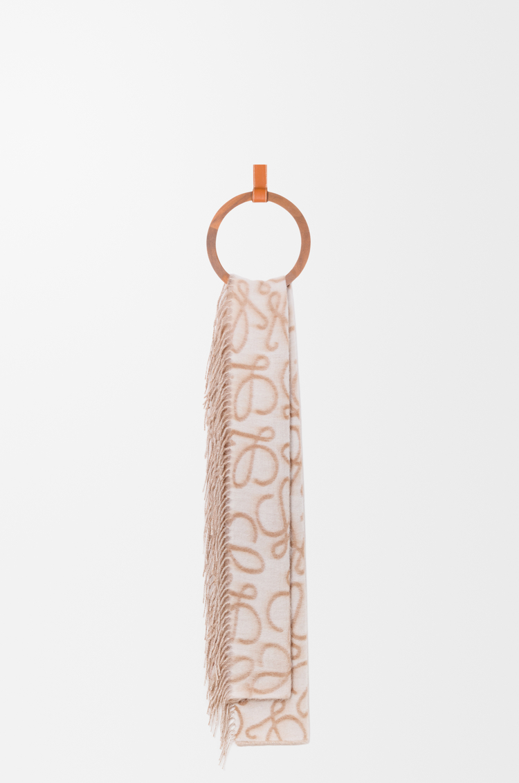 LOEWE Écharpe en alpaga et laine Beige/Blanc